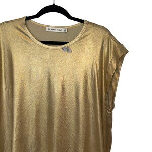 RM Rebecca Minkoff Gold Metallic Cap Sleeve Tee - Size XL - NWT